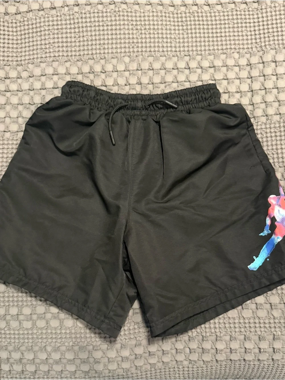 Jordan Black Mesh Athletic Shorts with Subtle Red Logo